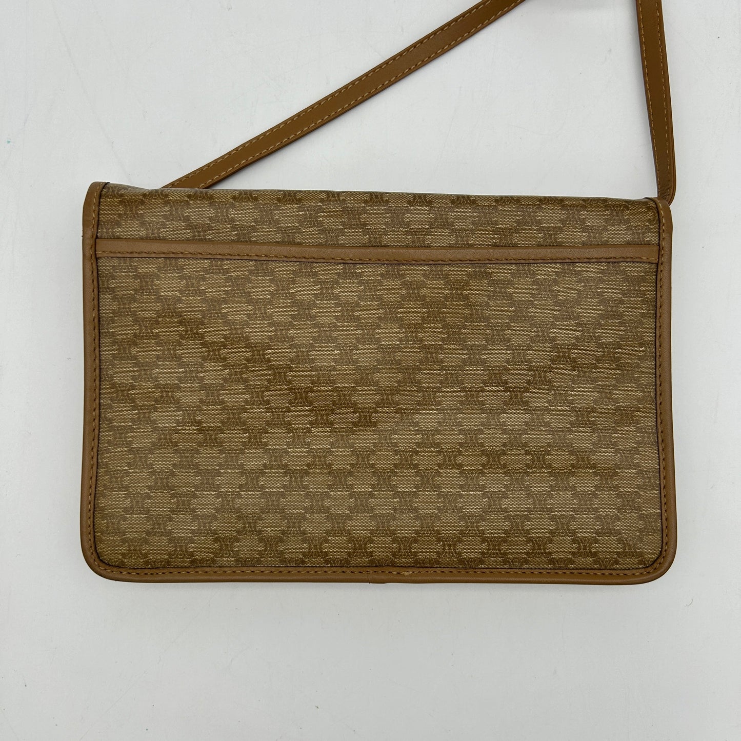 Celine Macadam Beige Canvas Leather Shoulder Bag