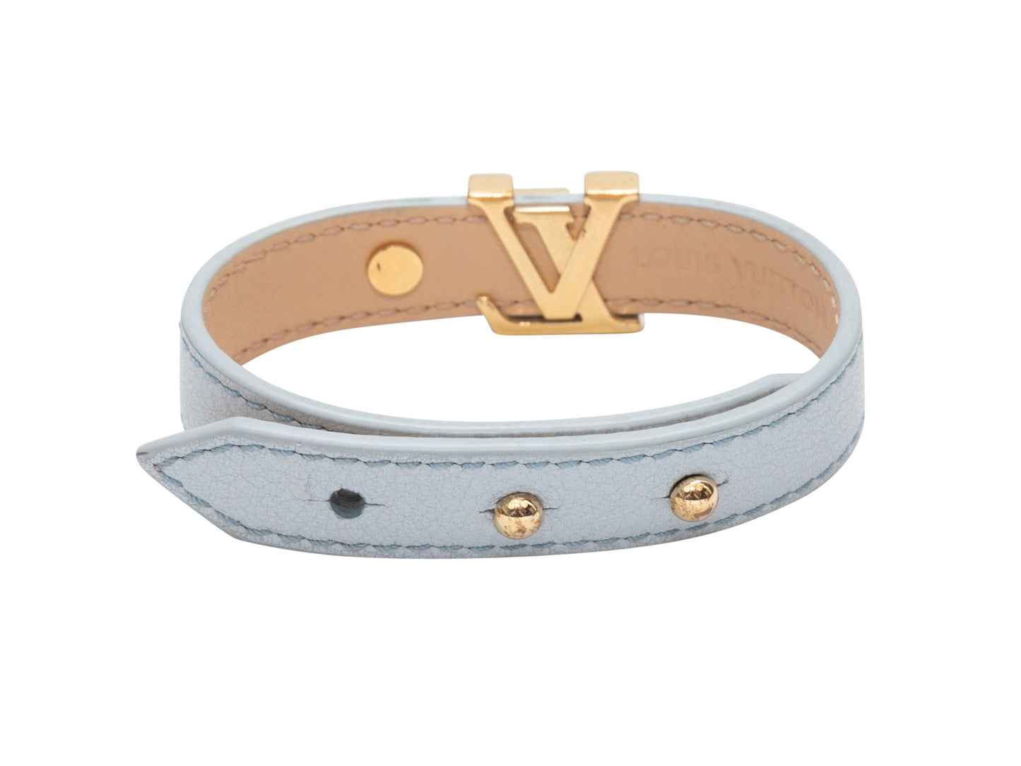 Light Blue Louis Vuitton Leather Logo Bracelet
