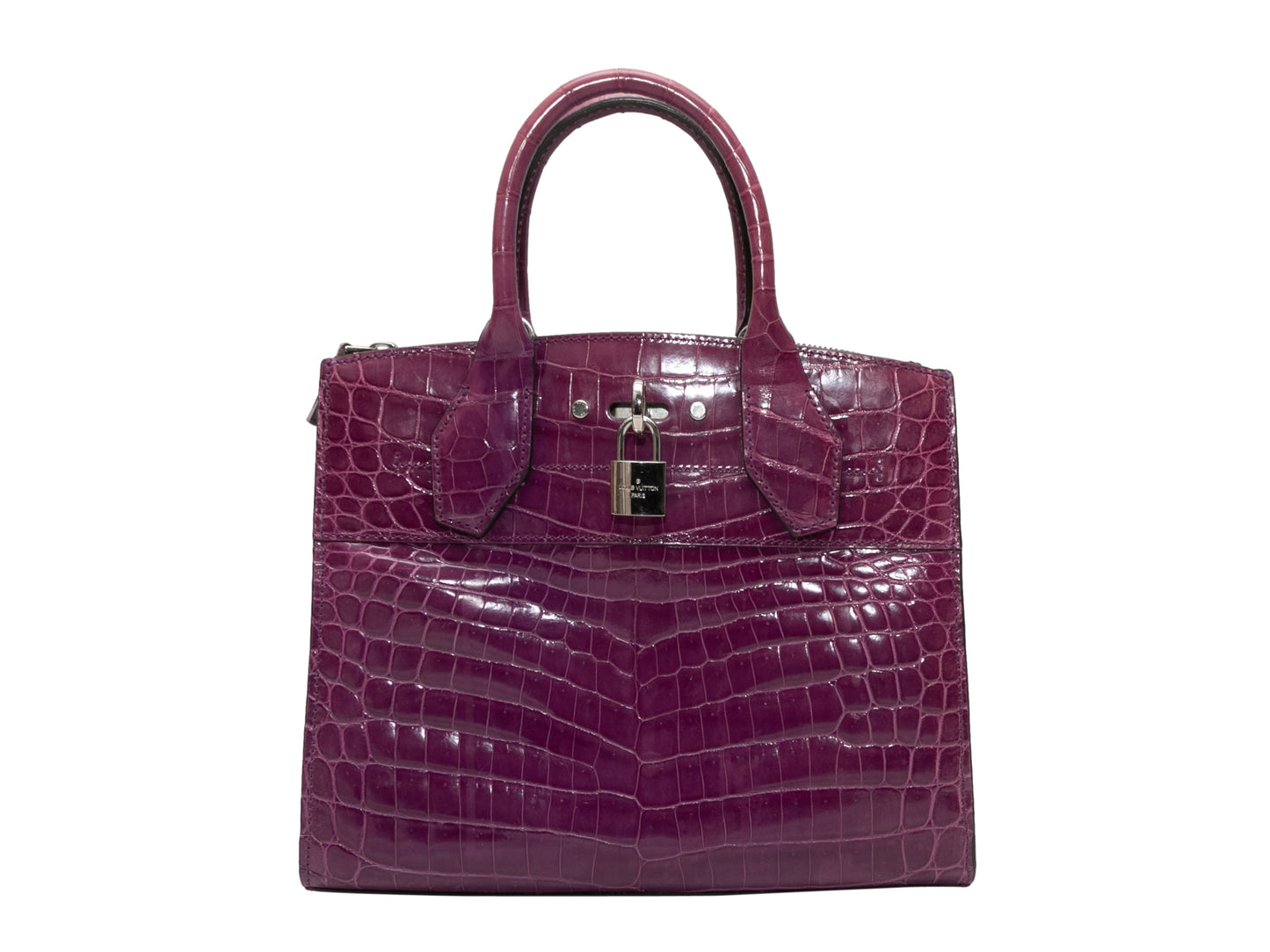 Purple Louis Vuitton Crocodile City Steamer MM Handbag