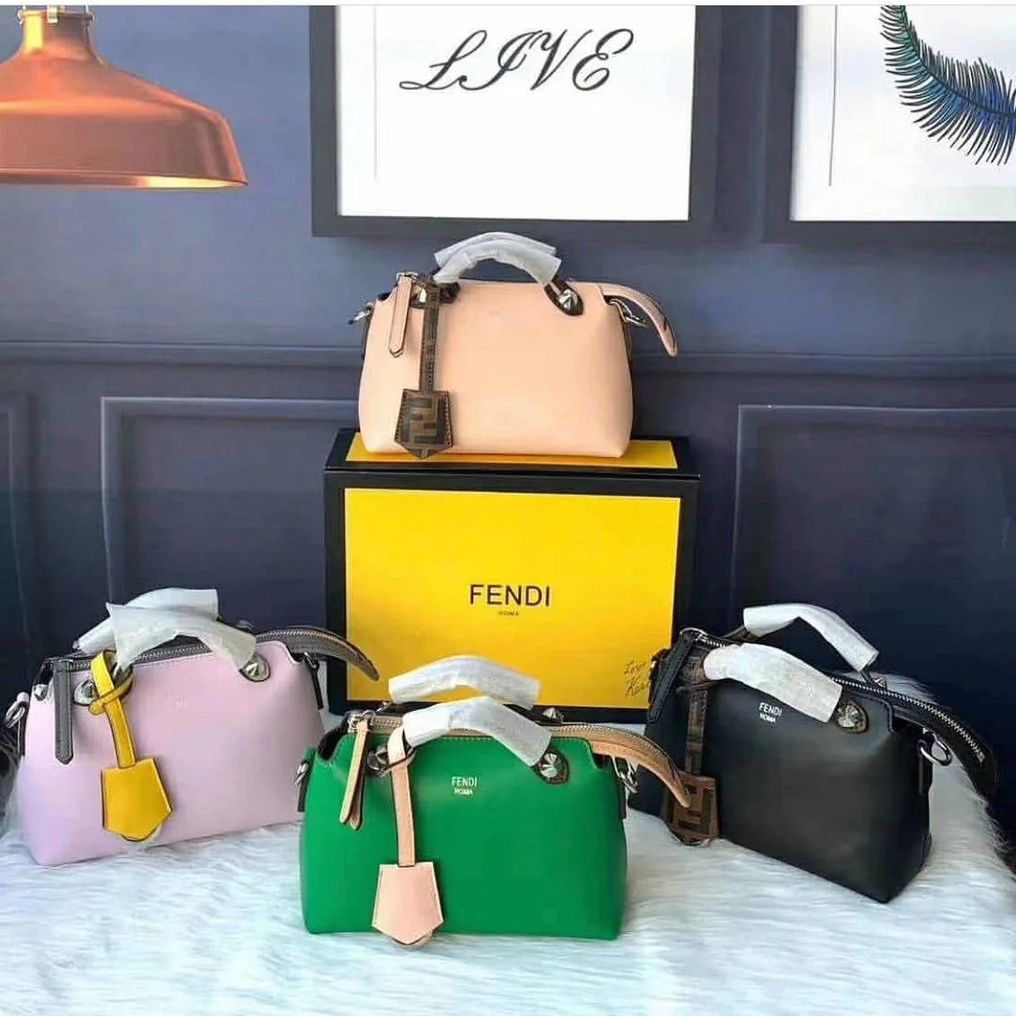 Fendi By The Way Leather Boston Bags