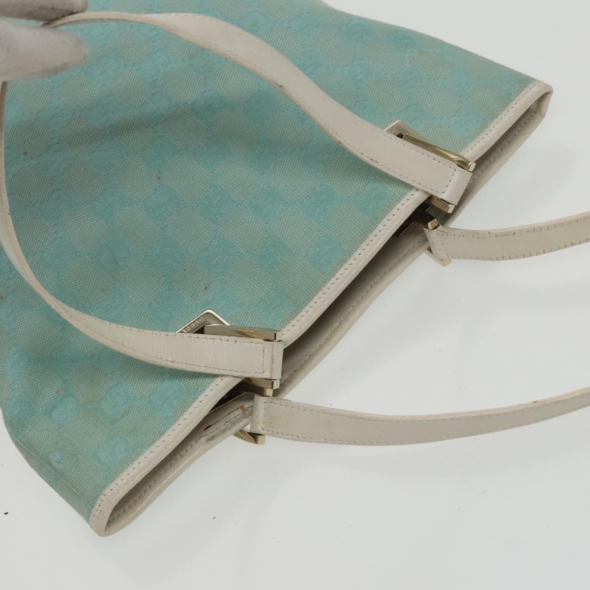 GUCCI GG Canvas Hand Bag Light Blue Gold 002 1099 100023
