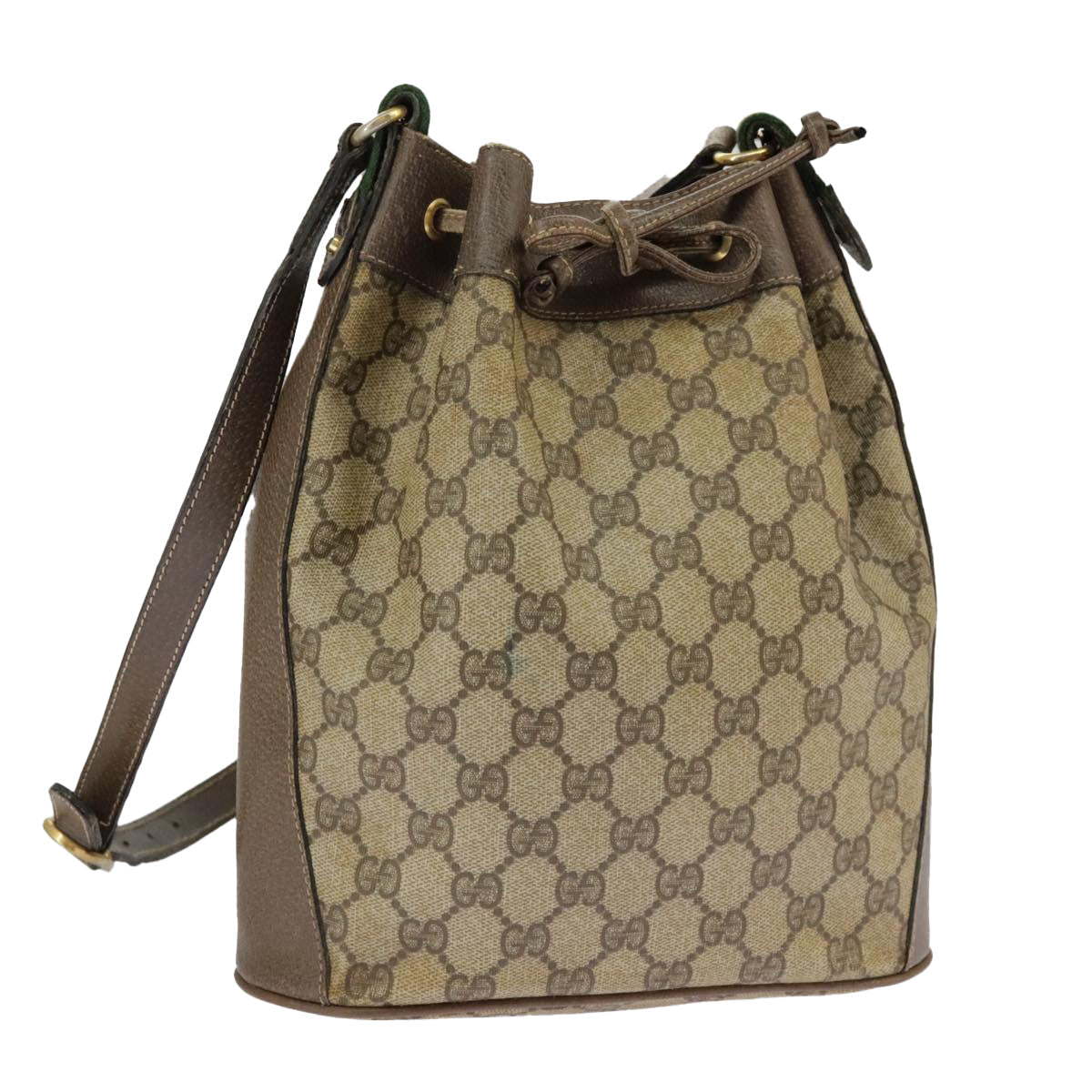 GUCCI GG Supreme Web Sherry Line Shoulder Bag PVC Beige 41 02 034 100025