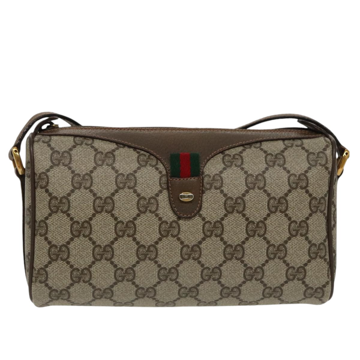 GUCCI GG Supreme Web Sherry Line Shoulder Bag PVC Beige 89 02 018 100071