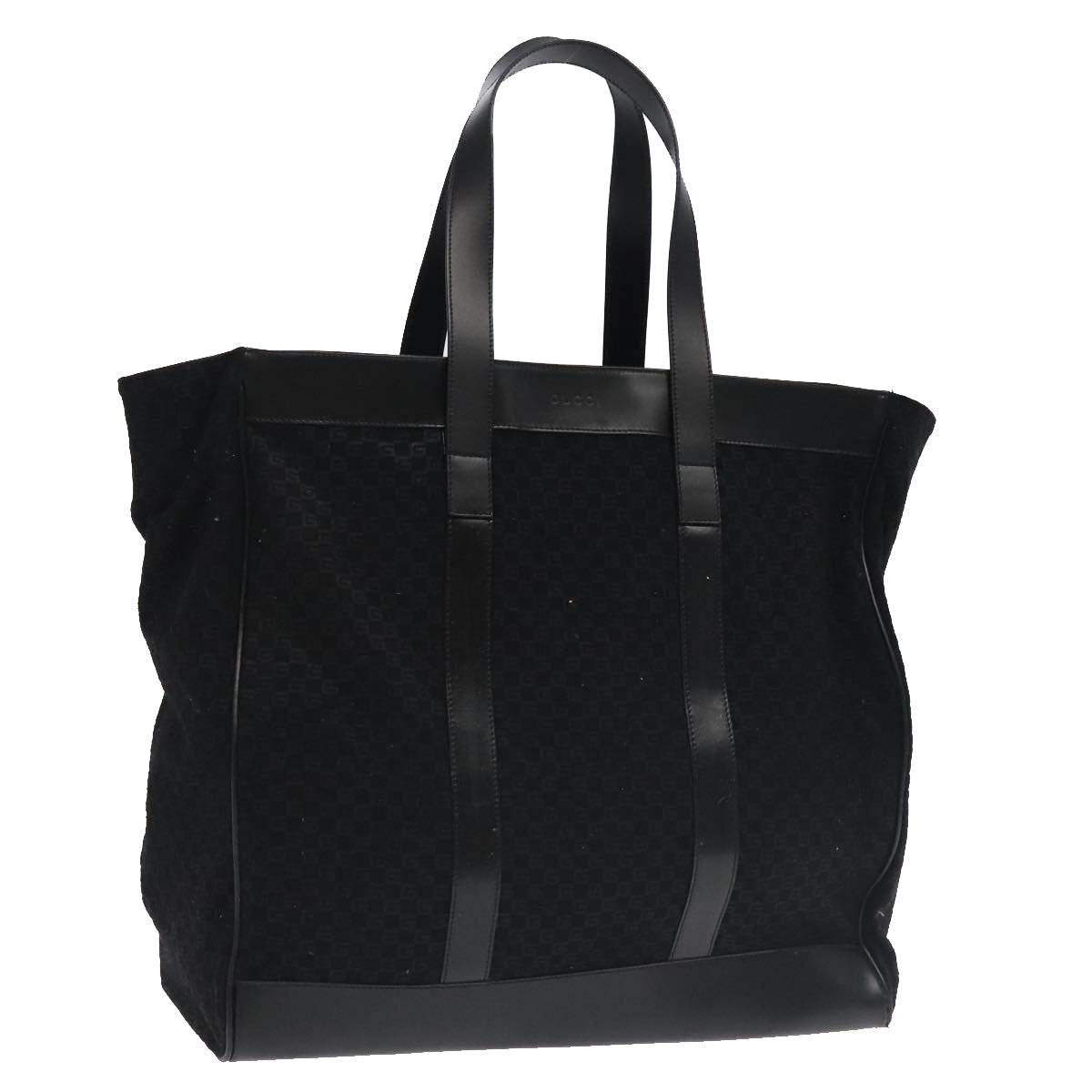 GUCCI Square GG Canvas Tote Bag Outlet Black Silver 91384 100086
