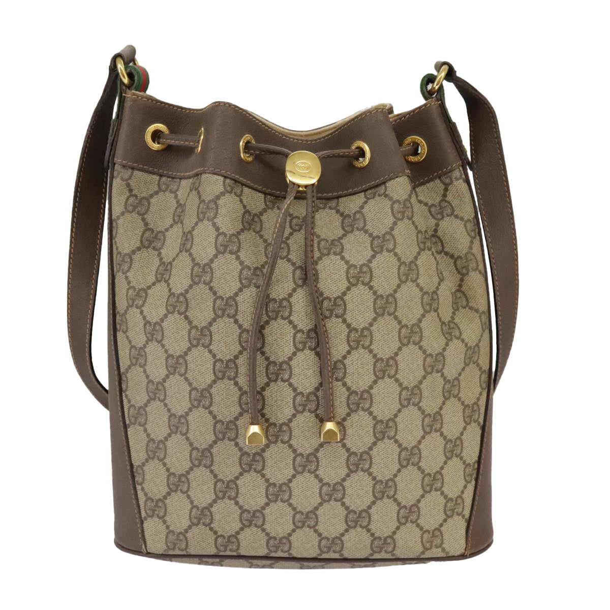 GUCCI GG Supreme Web Sherry Line Shoulder Bag PVC Beige 164 02 034 100148