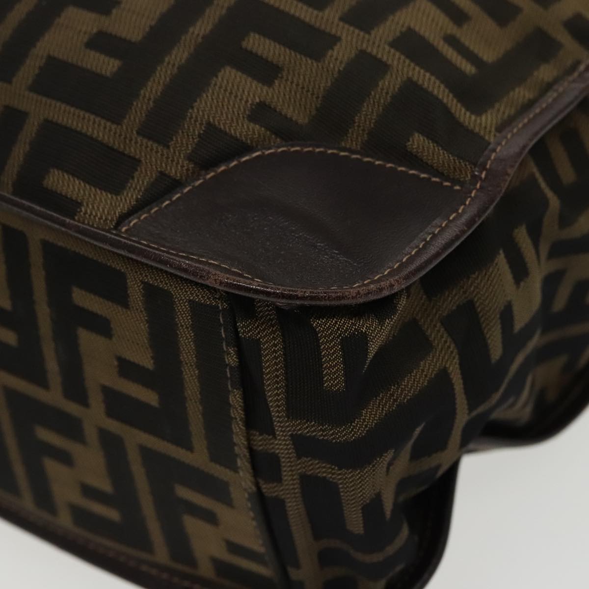 FENDI Zucca Canvas Hand Bag Brown Black 100153