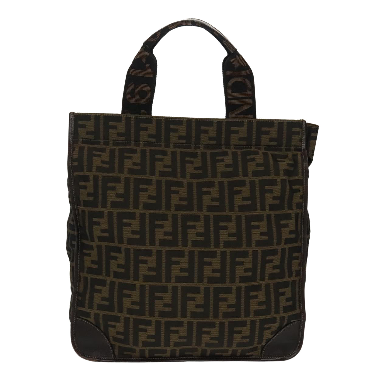 FENDI Zucca Canvas Hand Bag Brown Black 100153