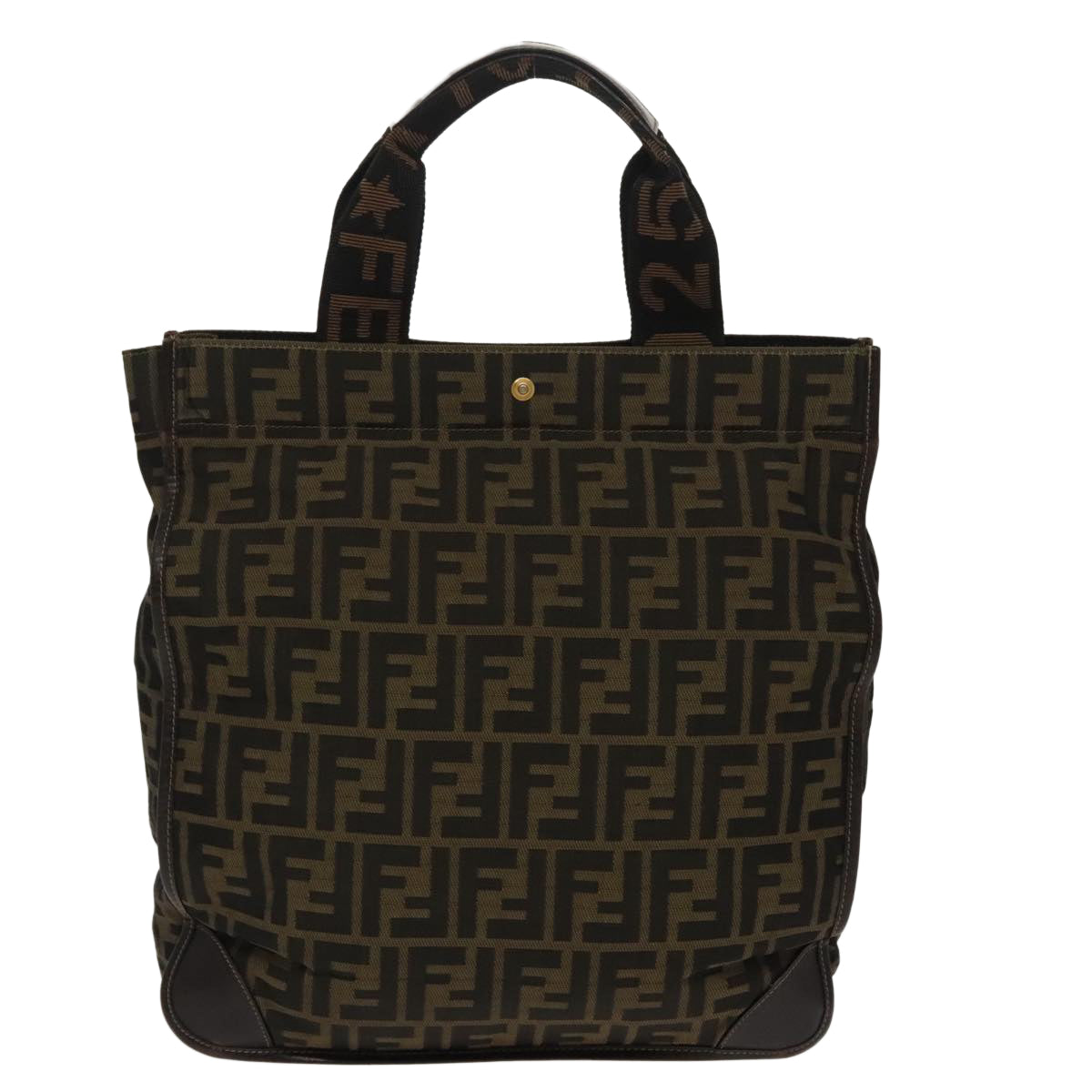 FENDI Zucca Canvas Hand Bag Brown Black 100153