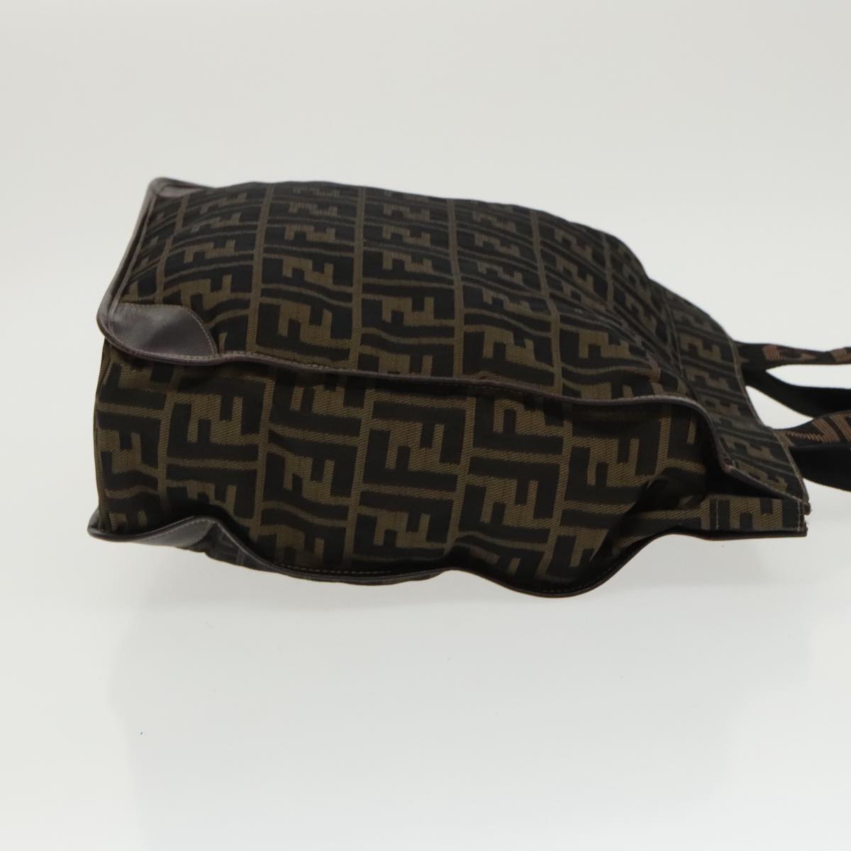 FENDI Zucca Canvas Hand Bag Brown Black 100153