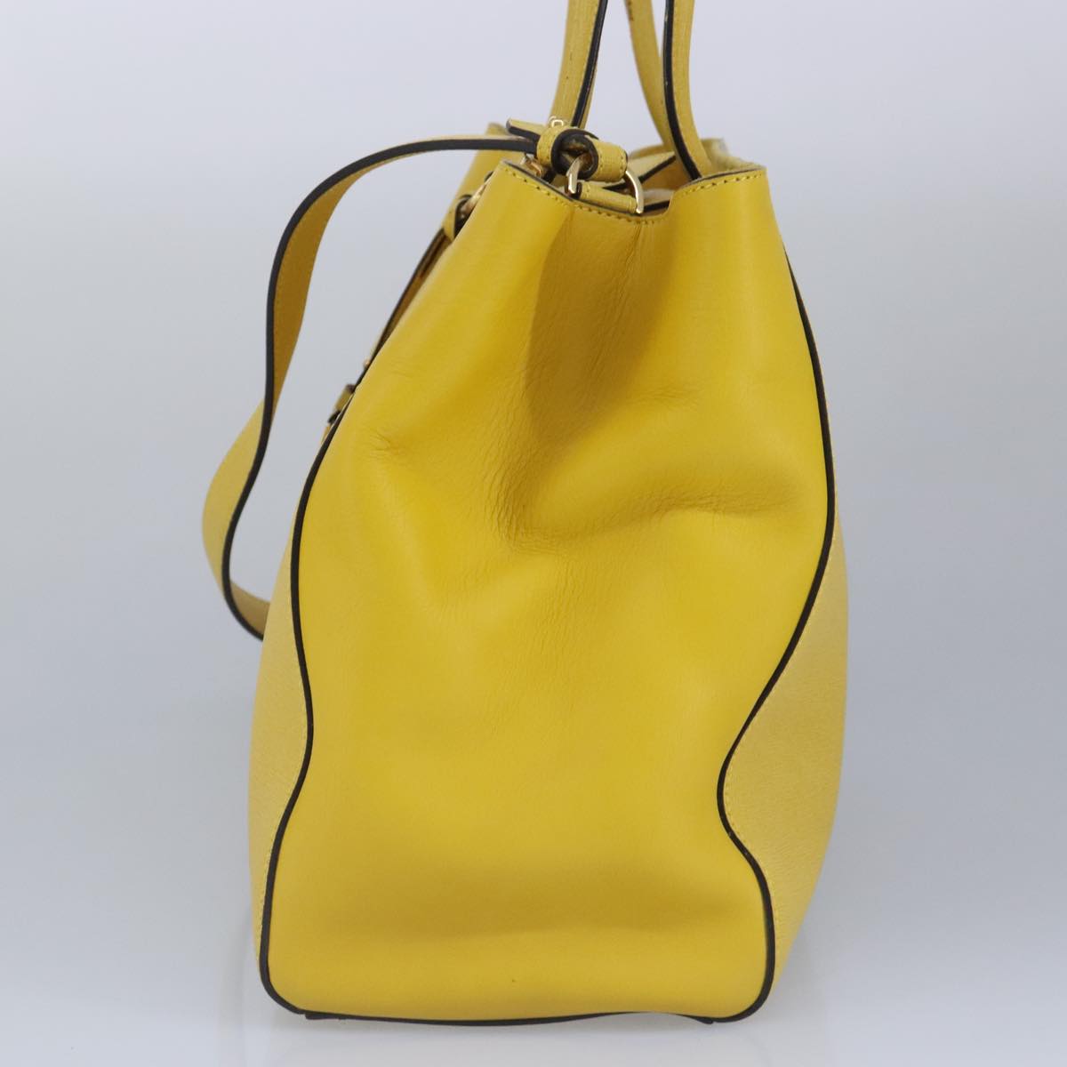 FENDI To joule Hand Bag Leather 2way Yellow Gold 100188