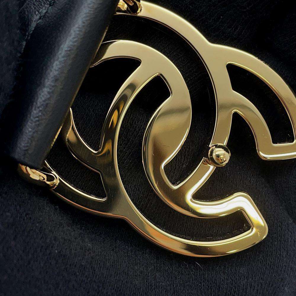 CHANEL CC Logo Belt Size 75 Black/White Leather
