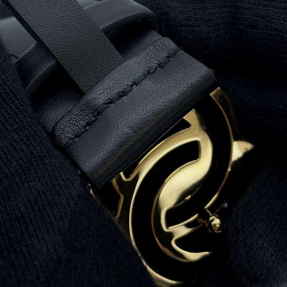 CHANEL CC Logo Belt Size 75 Black/White Leather