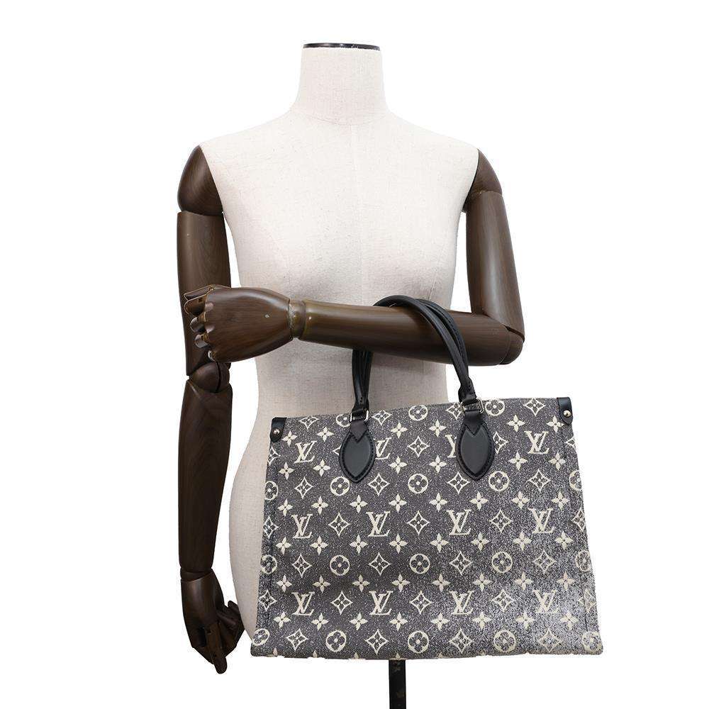 LOUIS VUITTON Onthego Noir/WhiteM46448 Monogramãƒ»Jacquard Denim Size MM