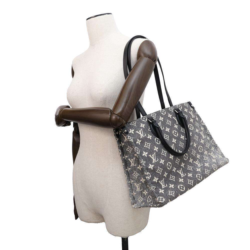 LOUIS VUITTON Onthego Noir/WhiteM46448 Monogramãƒ»Jacquard Denim Size MM