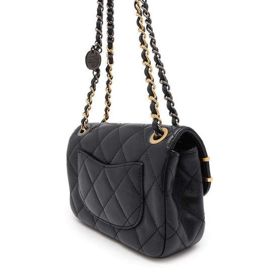 CHANEL Mini Matelasse Clip Coco GX ChainShoulder Bag BlackAS2978 Lambskin Size 18