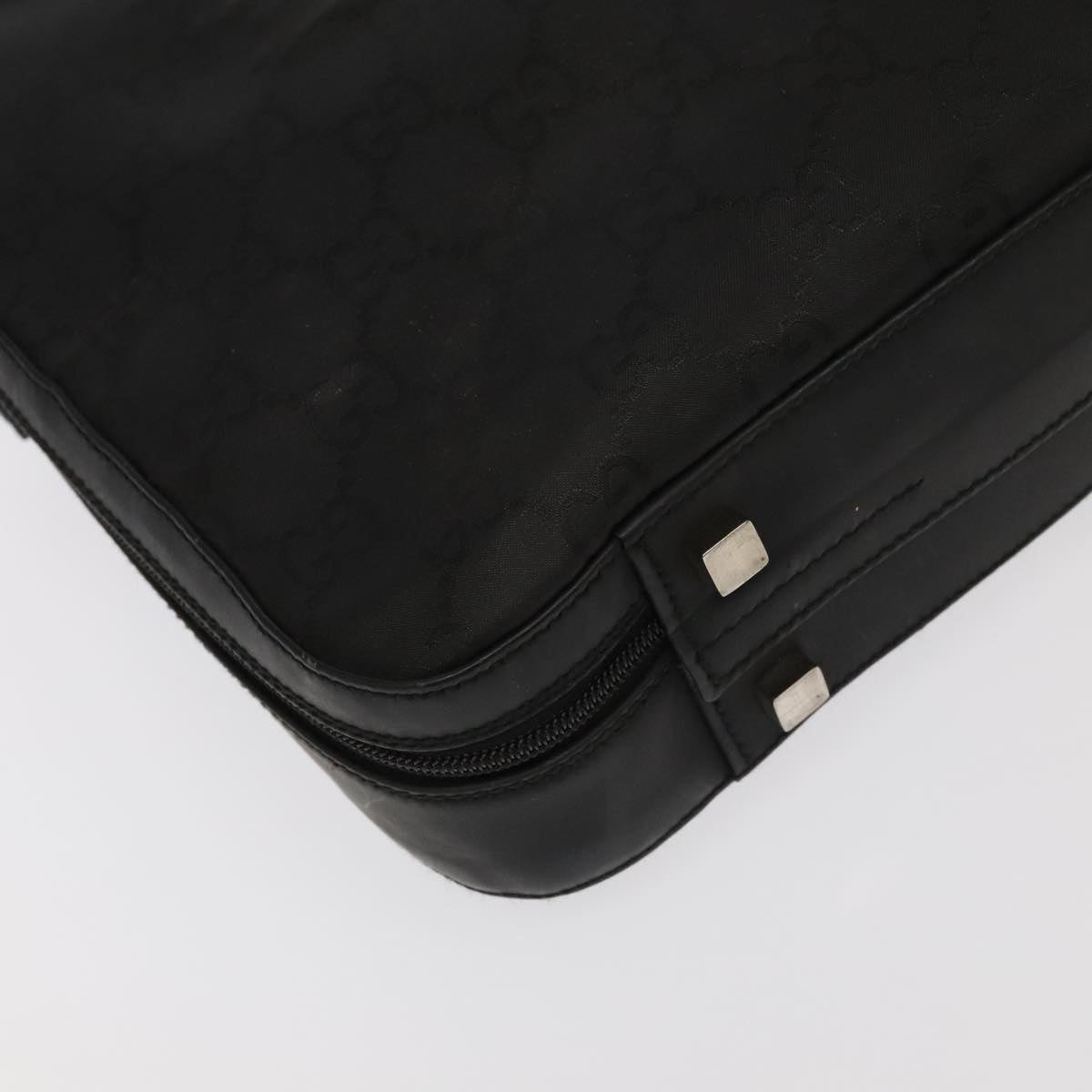 GUCCI GG Canvas Business Bag Black Silver 100341