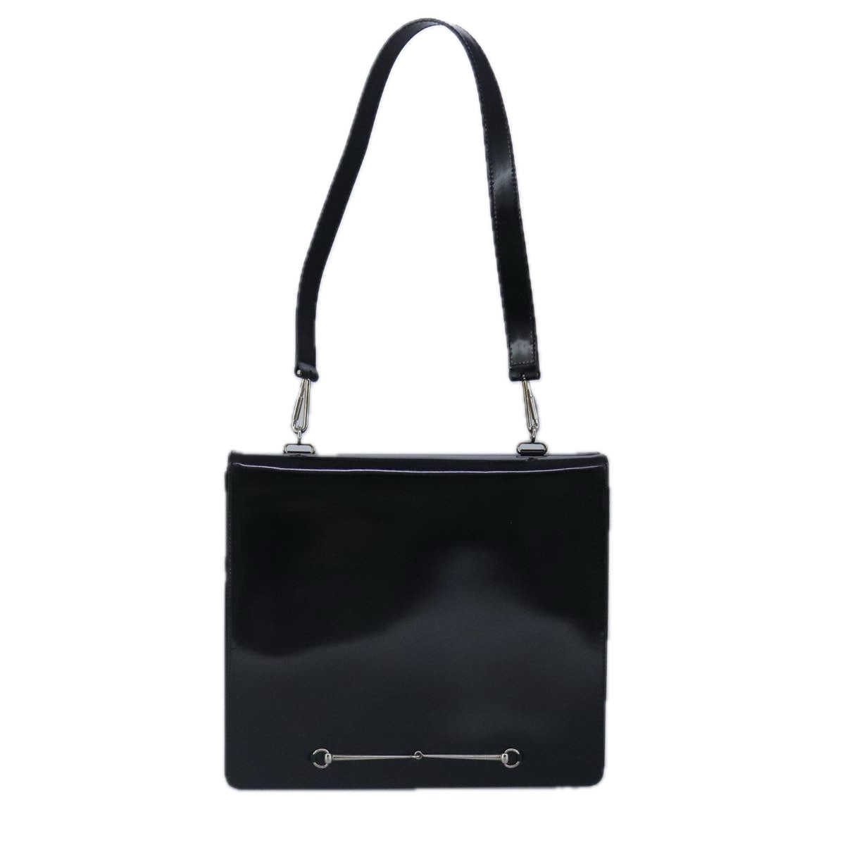GUCCI Shoulder Bag Enamel Black Silver 001 2684 1737 100342