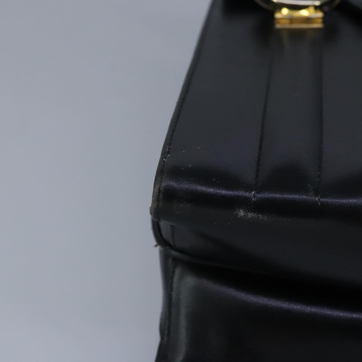 GUCCI Hand Bag Leather Black Gold 100355