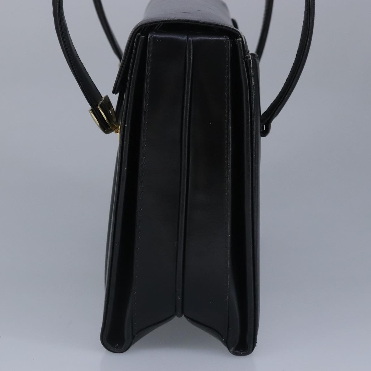 GUCCI Hand Bag Leather Black Gold 100355