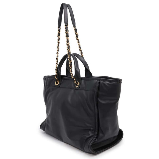 CHANEL Deauville embossed tote BlackAS3257 Lambskin Size Large