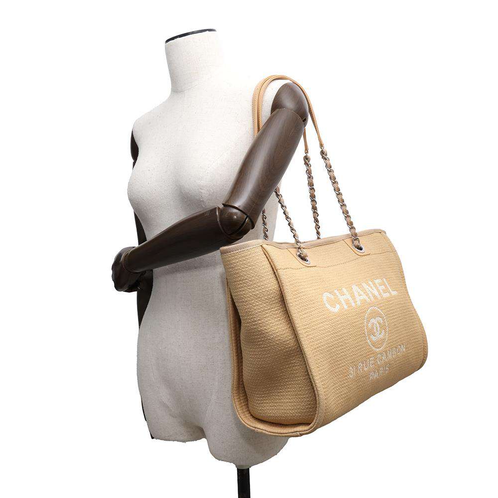 CHANEL Deauville 2way tote BeigeA67001 Canvas Size Medium
