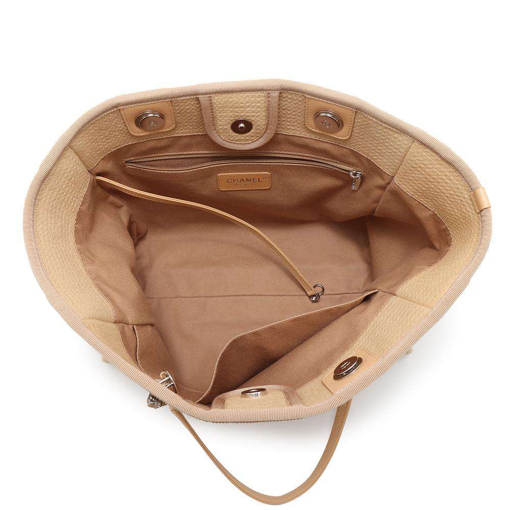 CHANEL Deauville 2way tote BeigeA67001 Canvas Size Medium