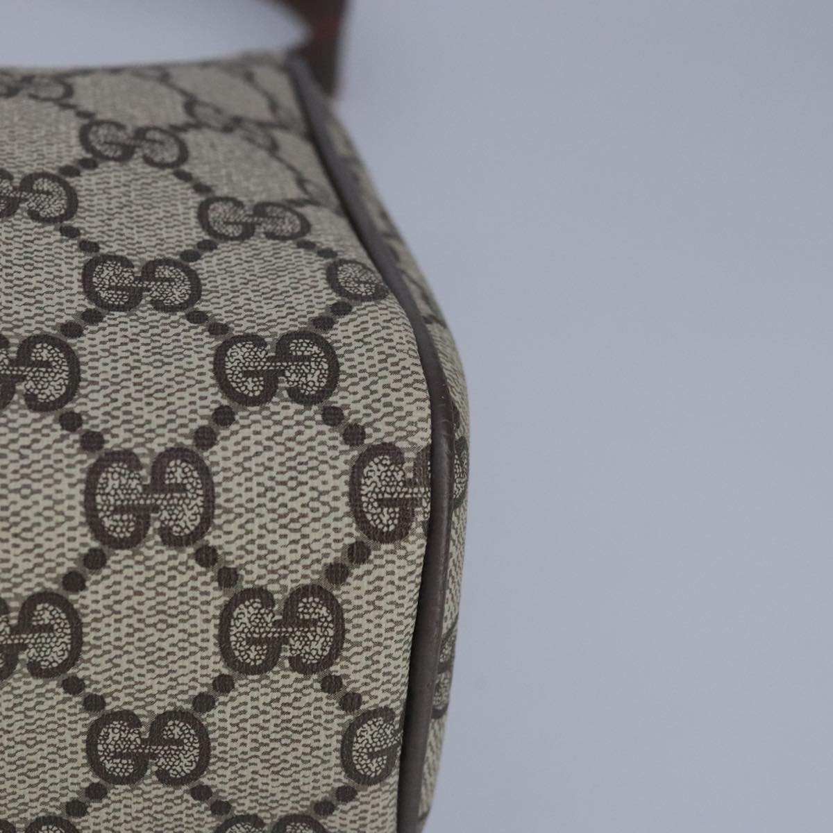 GUCCI GG Supreme Web Sherry Line Shoulder Bag PVC Beige Gold 100378