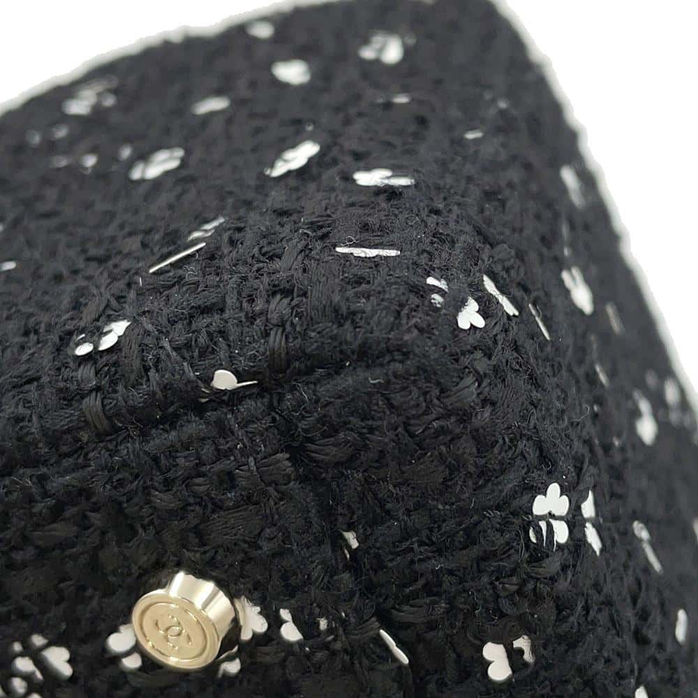 CHANEL Top Handle Box Bag Black/WhiteAS4471 Tweed Leather Sequins