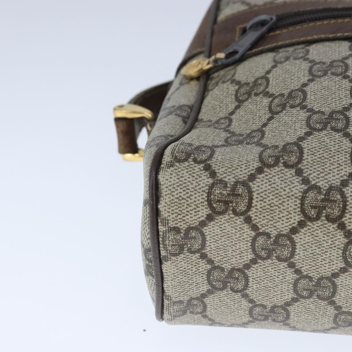 GUCCI GG Supreme Web Sherry Line Shoulder Bag PVC Leather Beige Gold 100688