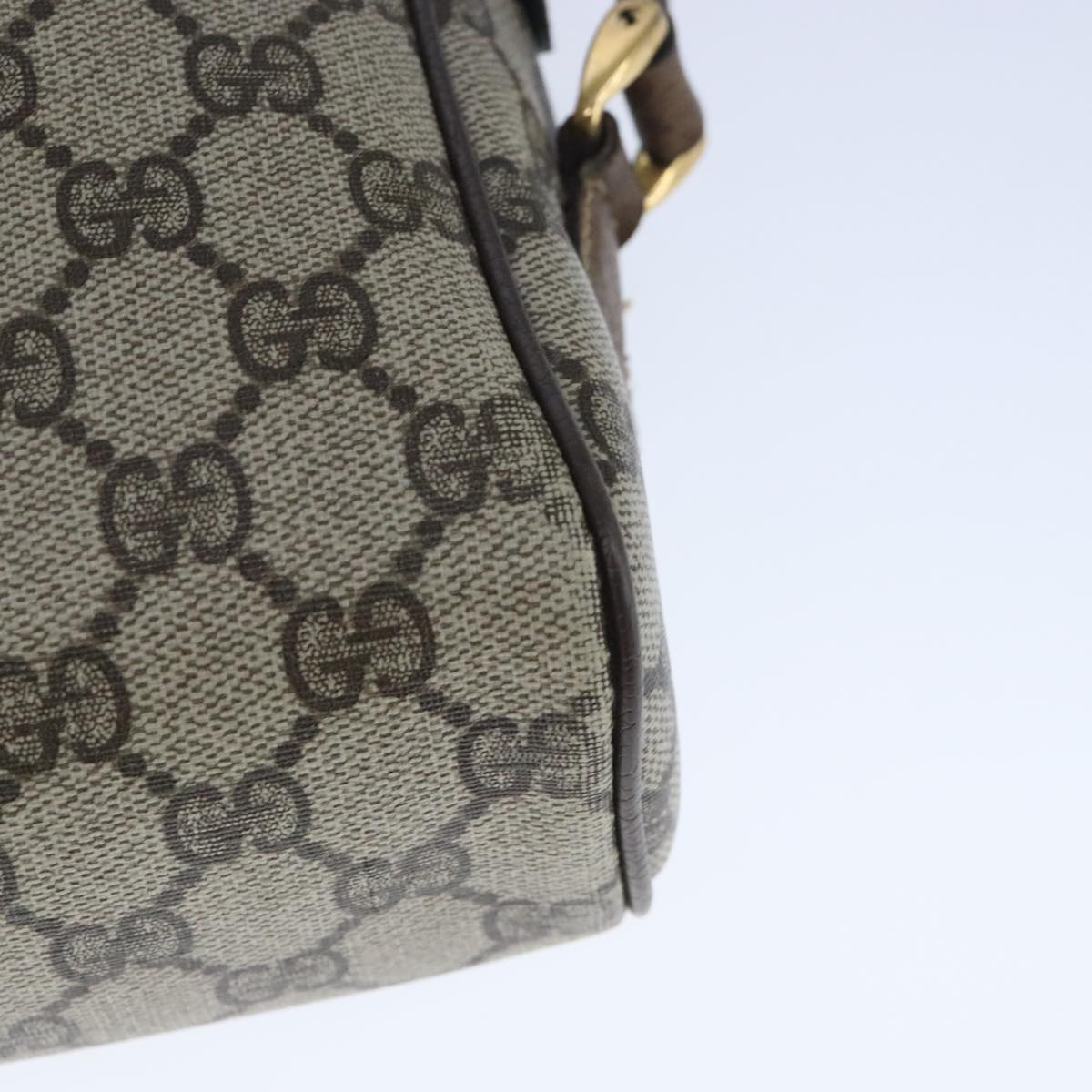 GUCCI GG Supreme Web Sherry Line Shoulder Bag PVC Leather Beige Gold 100688