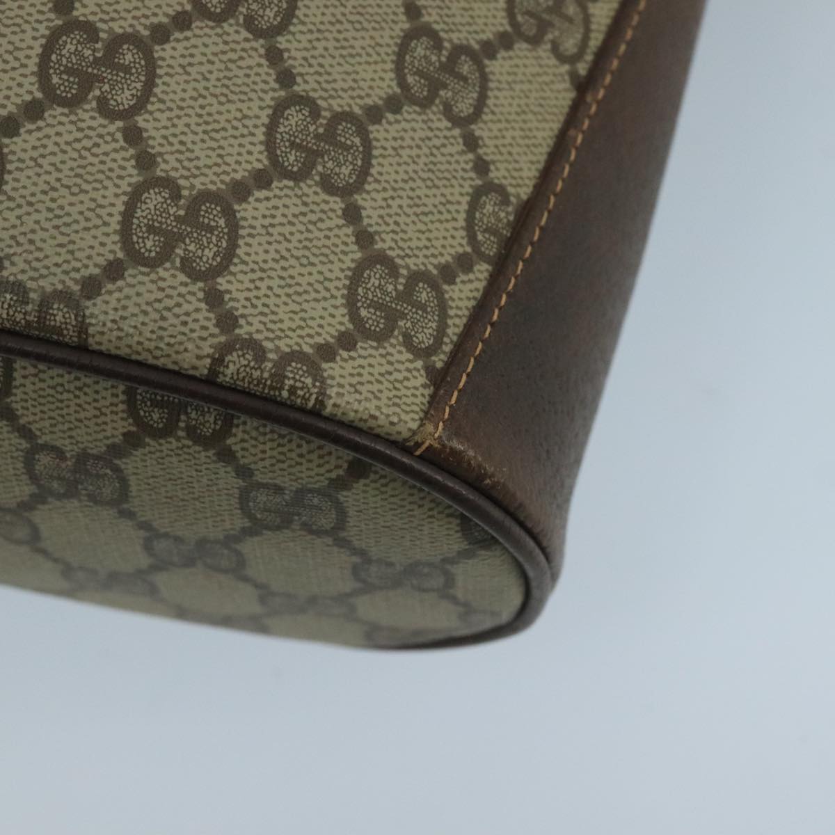 GUCCI GG Supreme Web Sherry Line Shoulder Bag PVC Beige Gold 100691
