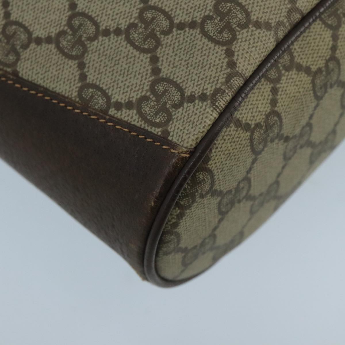 GUCCI GG Supreme Web Sherry Line Shoulder Bag PVC Beige Gold 100691