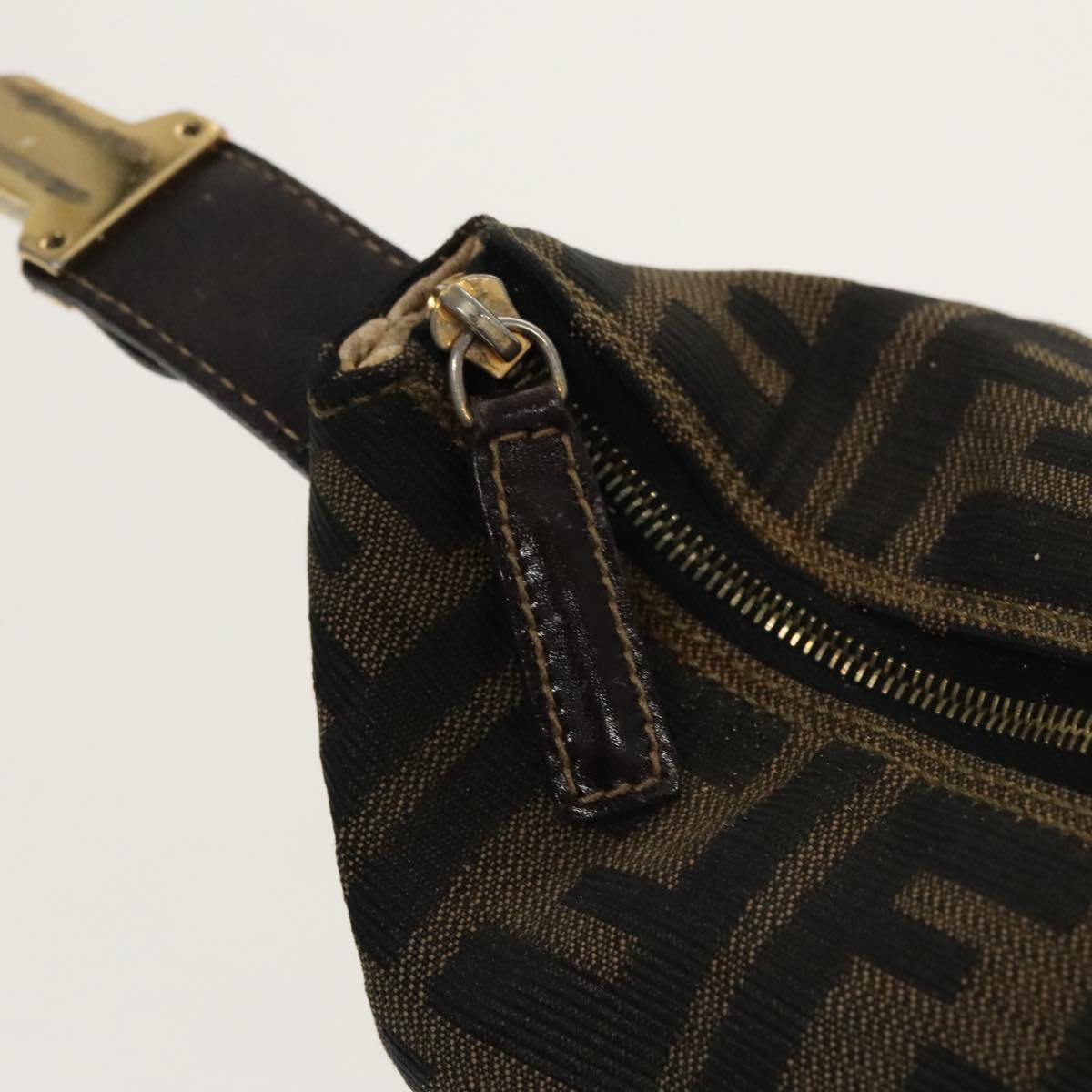 FENDI Zucca Canvas Vanity Pouch Brown Black gold 100694