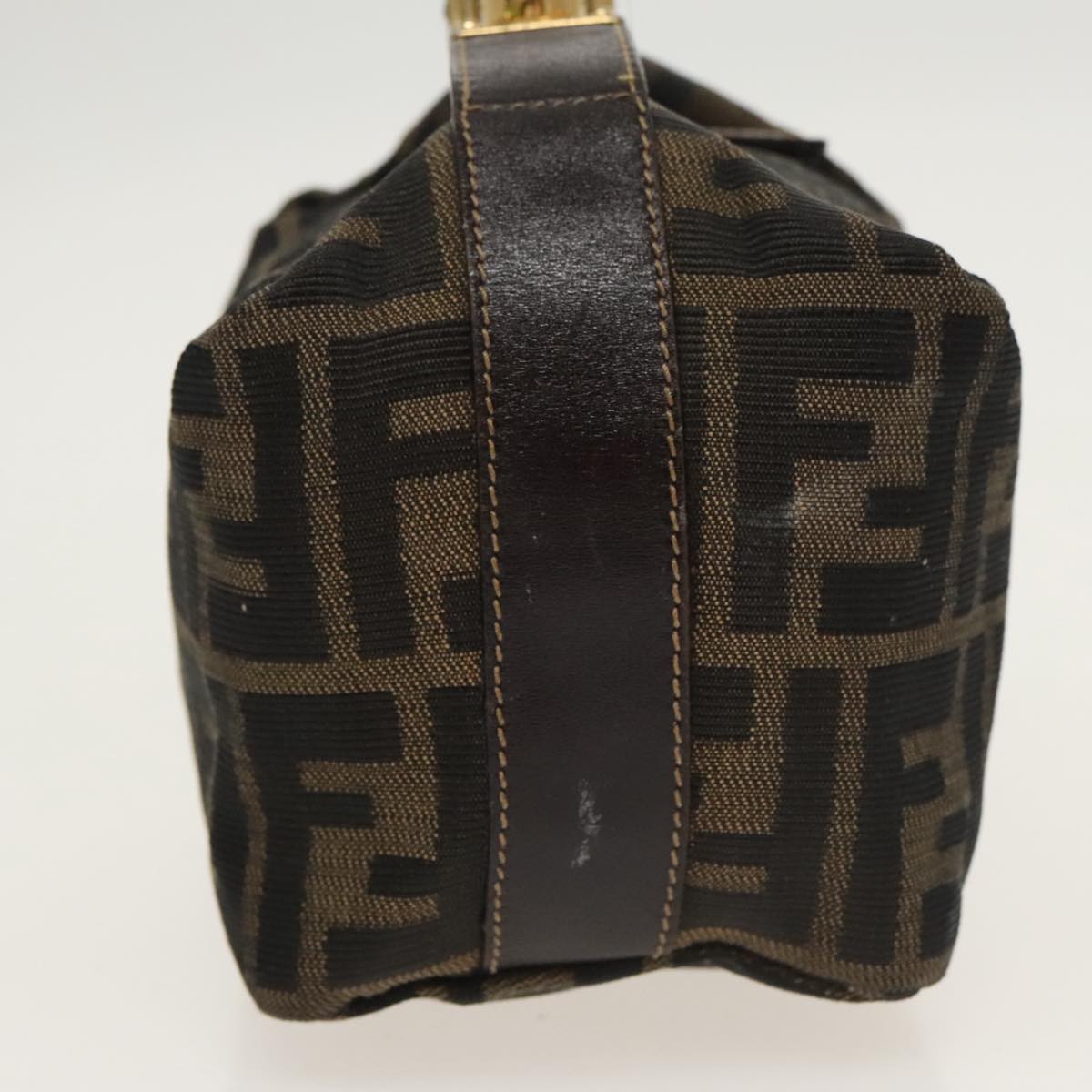 FENDI Zucca Canvas Vanity Pouch Brown Black gold 100694
