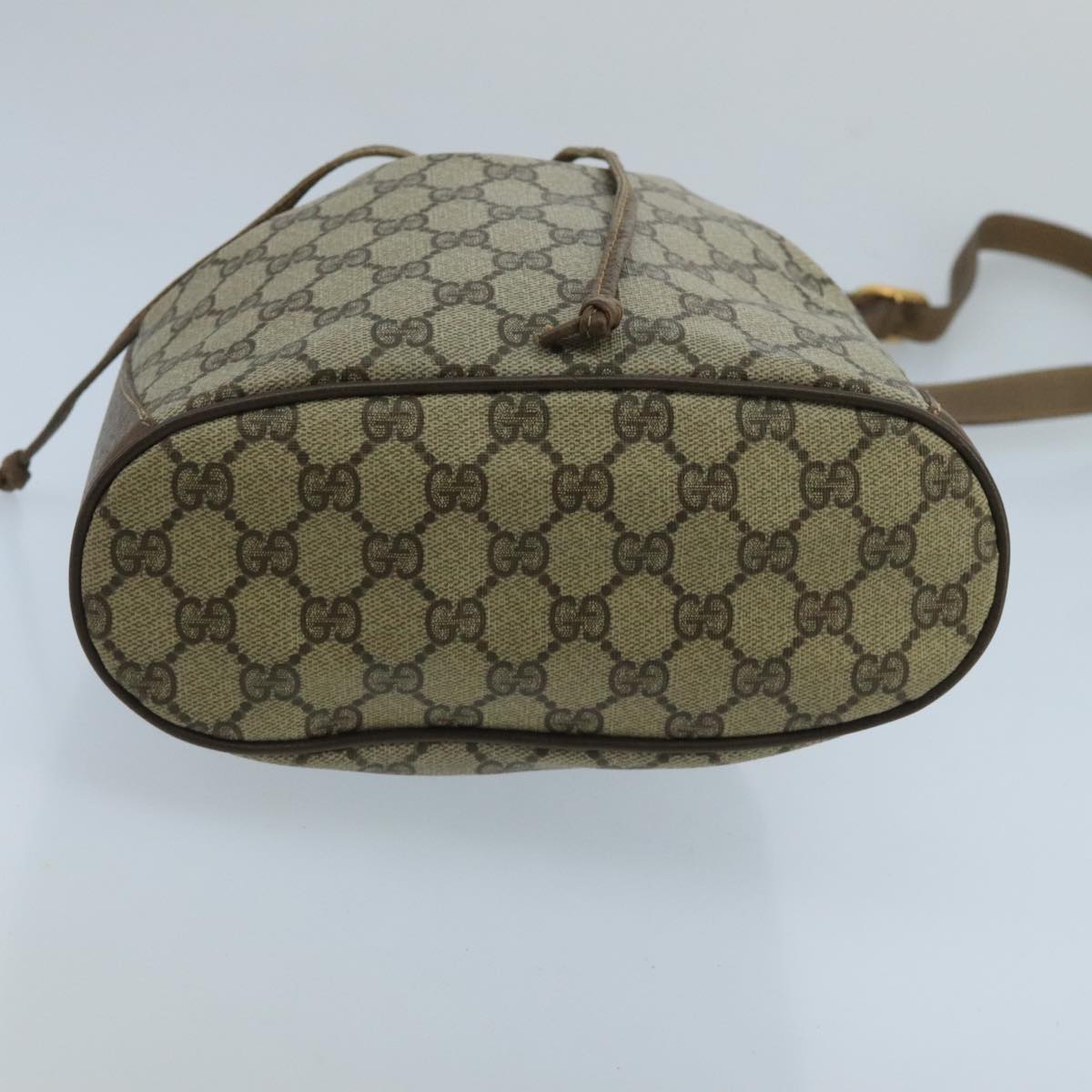 GUCCI GG Supreme Web Sherry Line Shoulder Bag PVC Beige Gold 100695