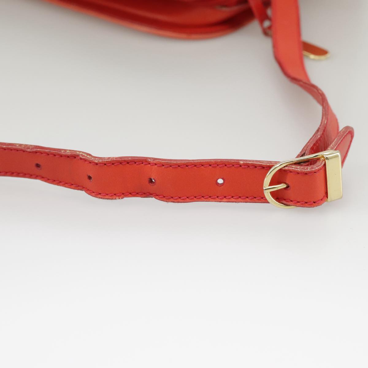 GUCCI Sherry Line Shoulder Bag Leather Orange Navy Red 100717