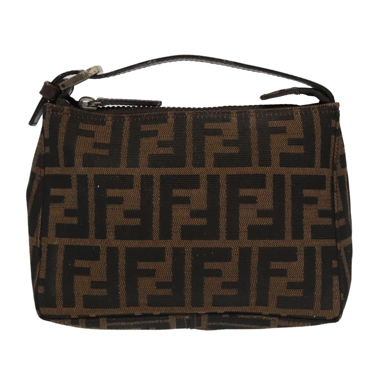 FENDI Zucca Canvas Pouch Brown Black 100791
