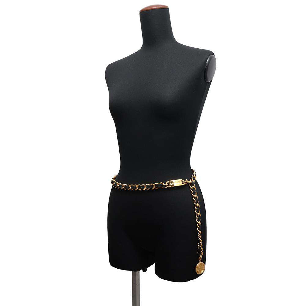 CHANEL ChainBelt 31 Cambon Coin Black Metal Leather