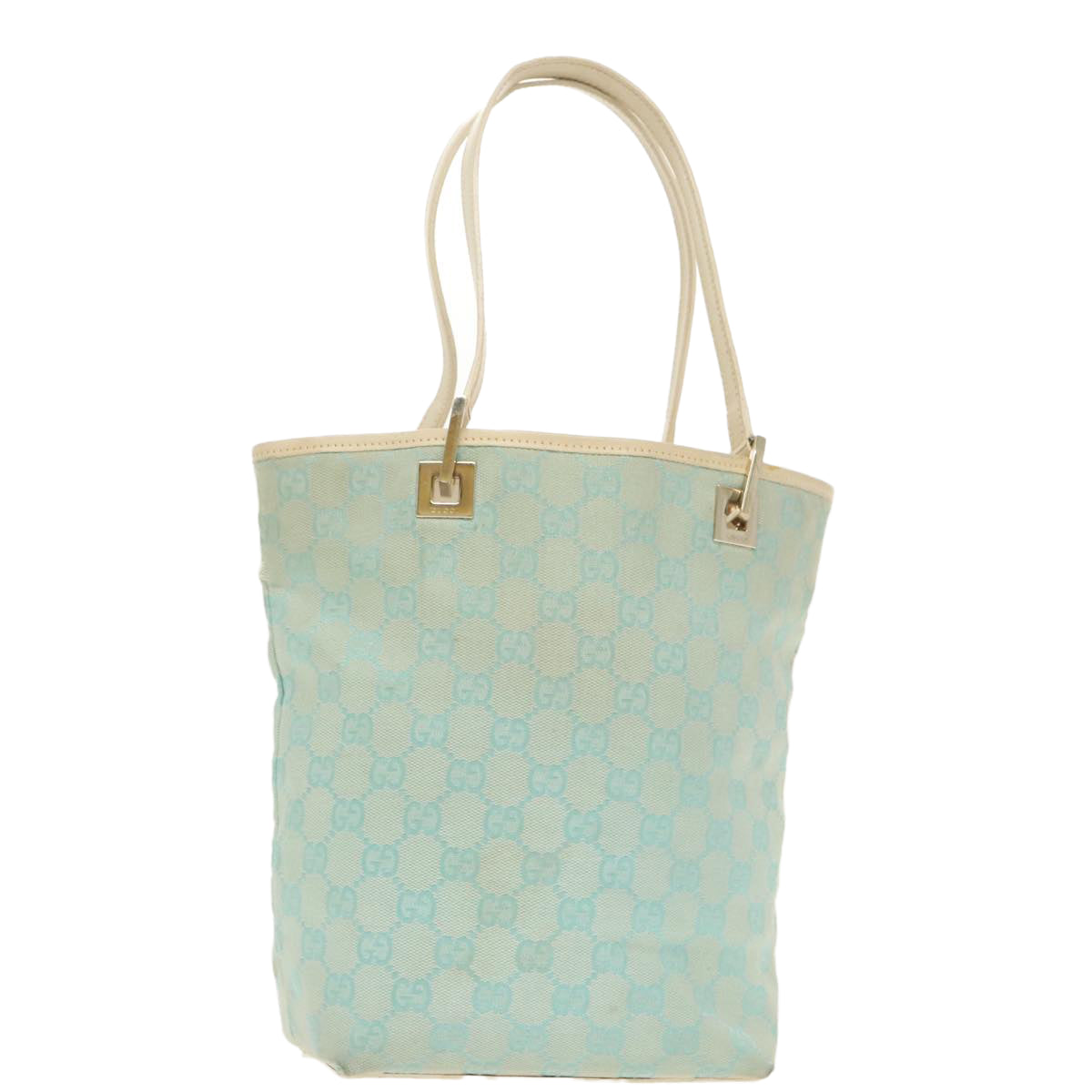 GUCCI GG Canvas Tote Bag Light Blue Gold 002 1098 100928