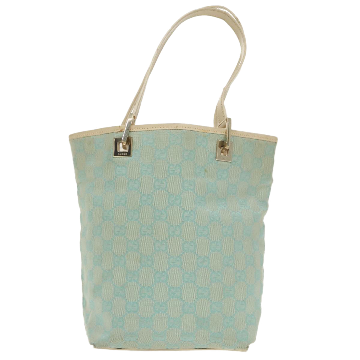 GUCCI GG Canvas Tote Bag Light Blue Gold 002 1098 100928