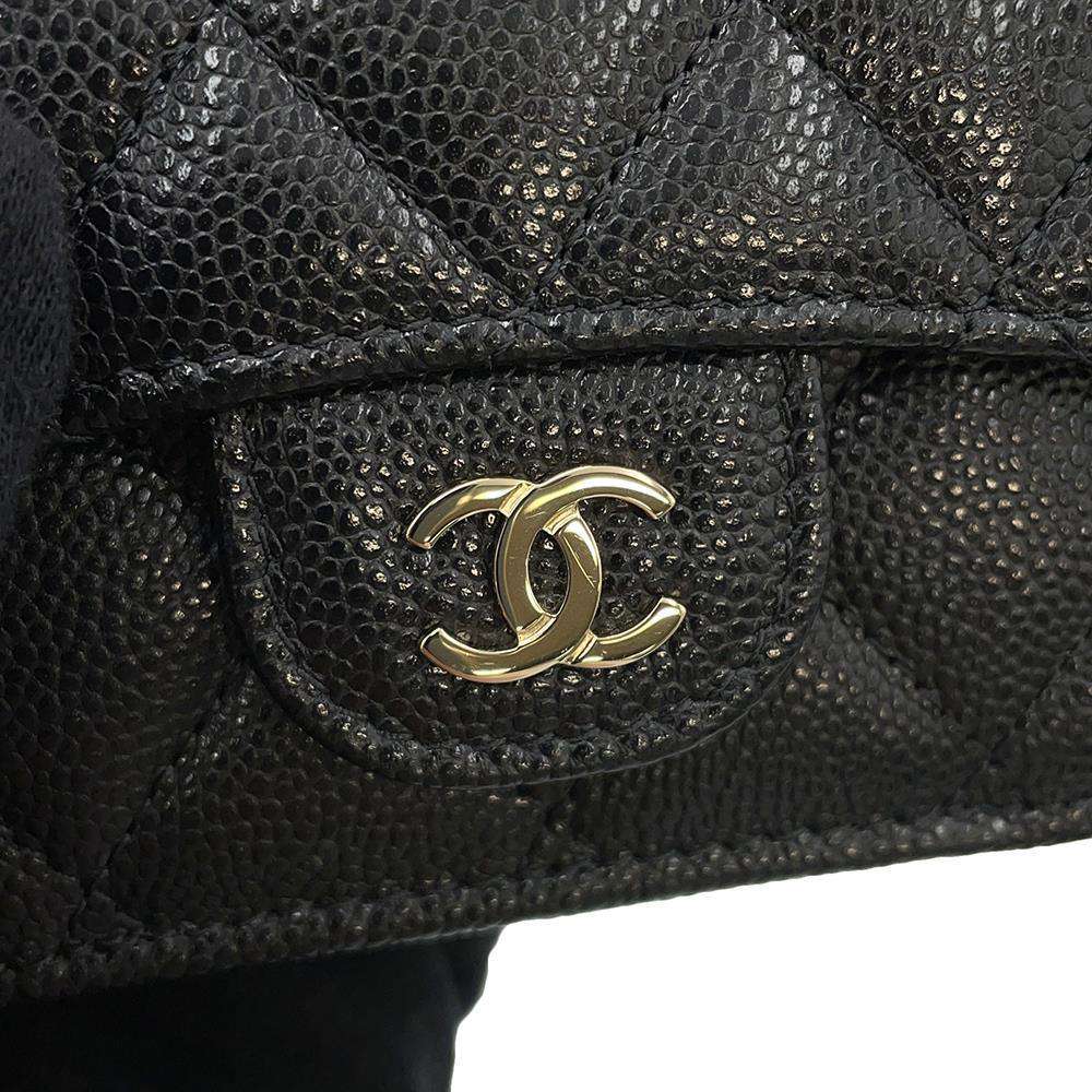 CHANEL Matelasse CC Logo Classic Small Flap Wallet Tri-Fold Wallet BlackAP0230 Caviar Leather