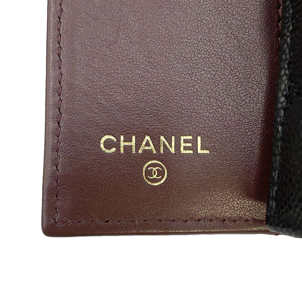 CHANEL Matelasse CC Logo Classic Small Flap Wallet Tri-Fold Wallet BlackAP0230 Caviar Leather