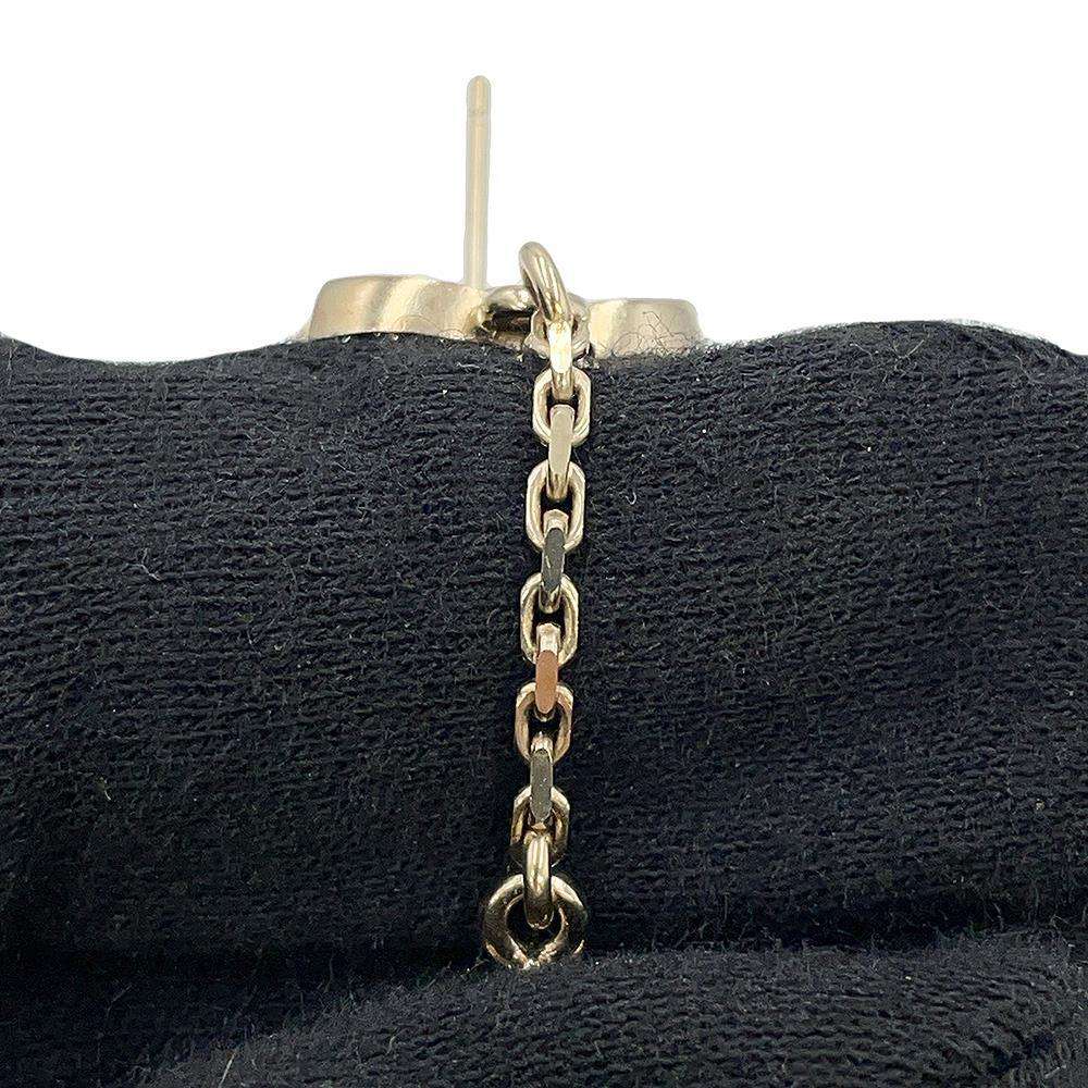 CHANEL CC Logo Star Motif Swing Earrings White Gold Plated Rhinestone