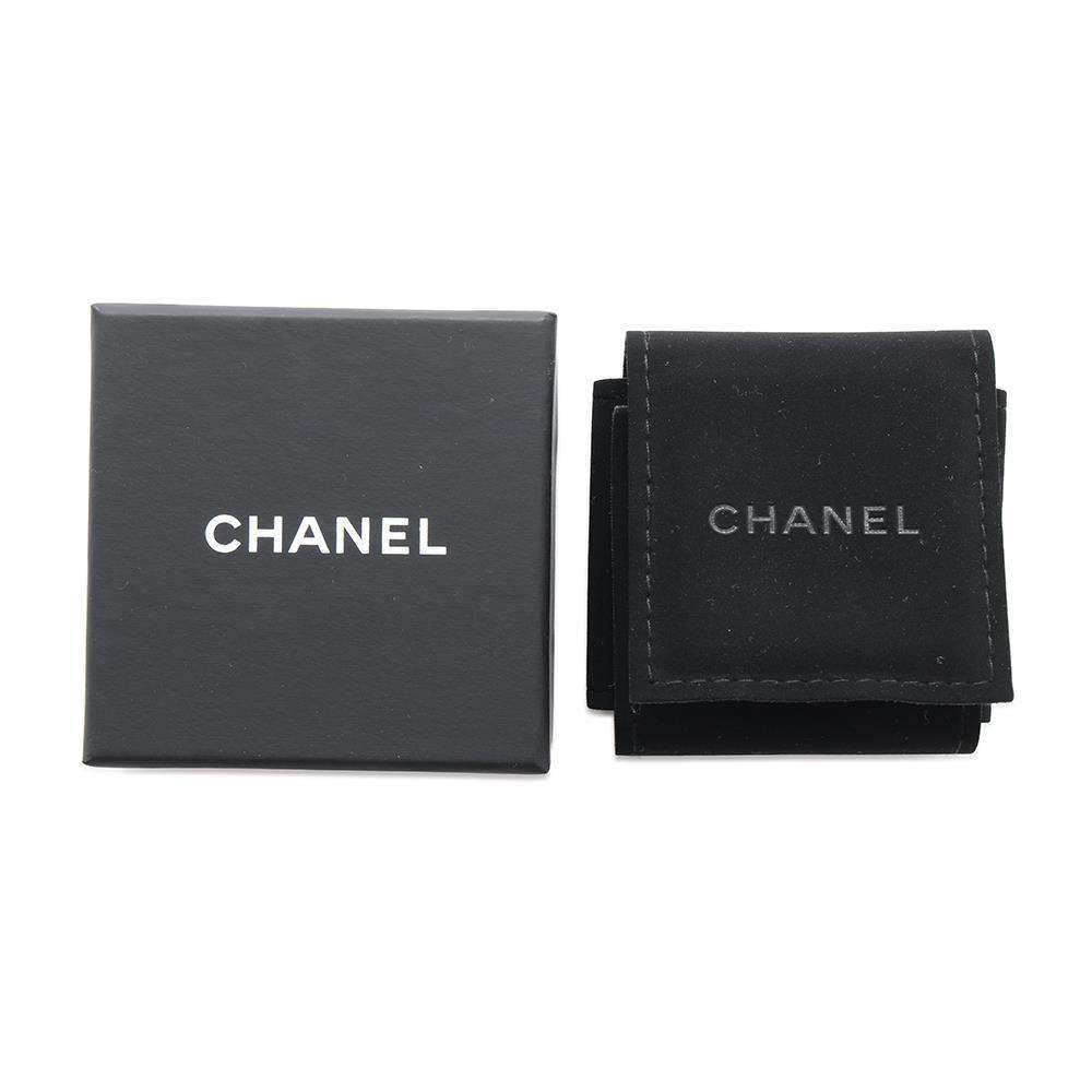 CHANEL CC Logo Star Motif Swing Earrings White Gold Plated Rhinestone