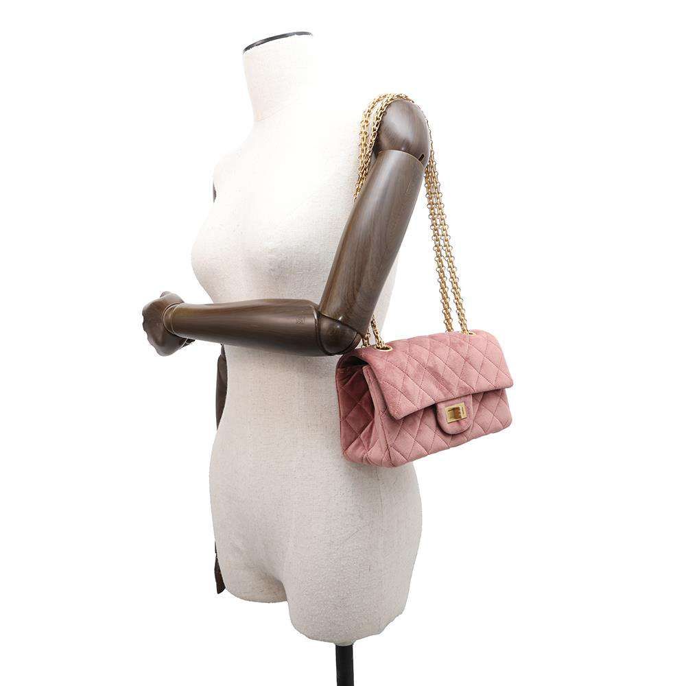 CHANEL 2.55 ChainShoulder Bag PinkAS0874 Velvet Size Mini
