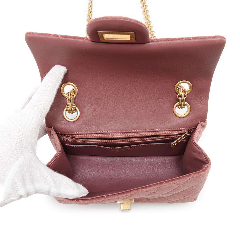 CHANEL 2.55 ChainShoulder Bag PinkAS0874 Velvet Size Mini
