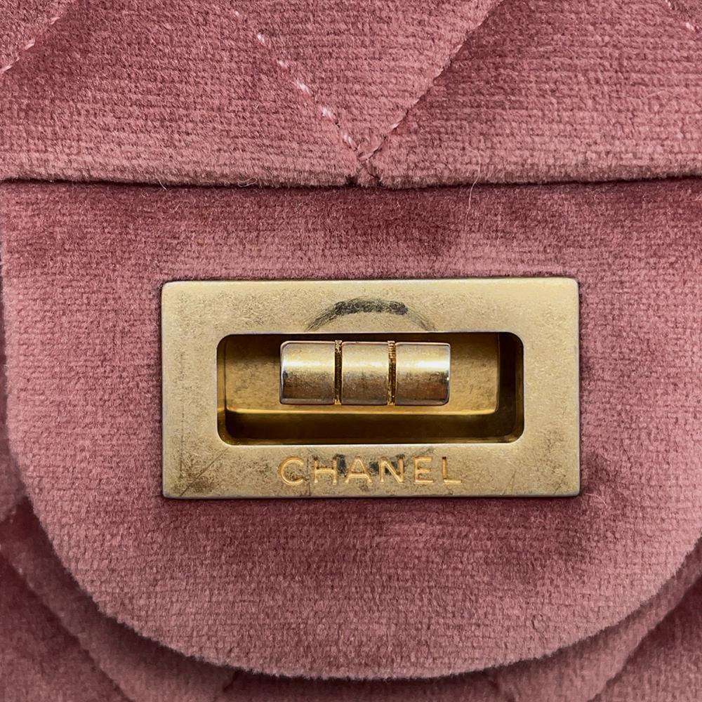 CHANEL 2.55 ChainShoulder Bag PinkAS0874 Velvet Size Mini