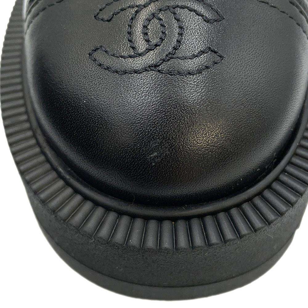 CHANEL Combat Boots Matelasse BlackG45833 Lambskin Size 38C