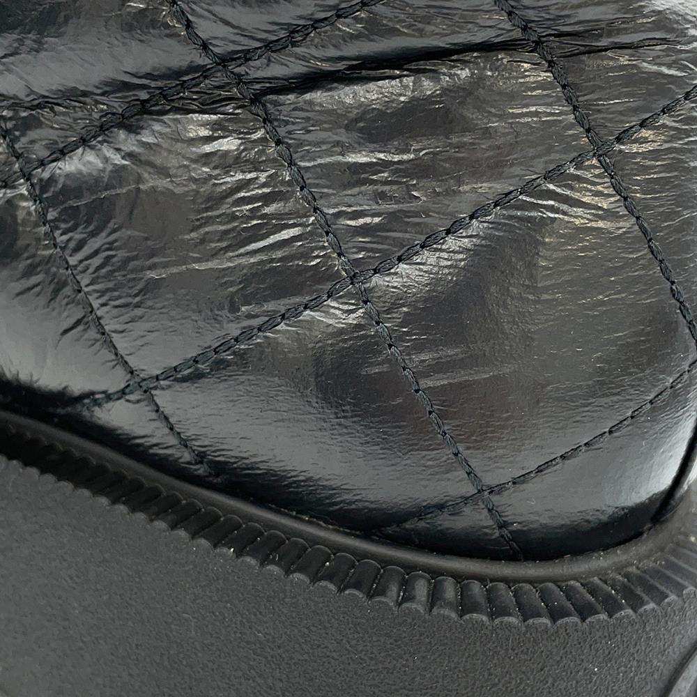 CHANEL Combat Boots Matelasse BlackG45833 Lambskin Size 38C
