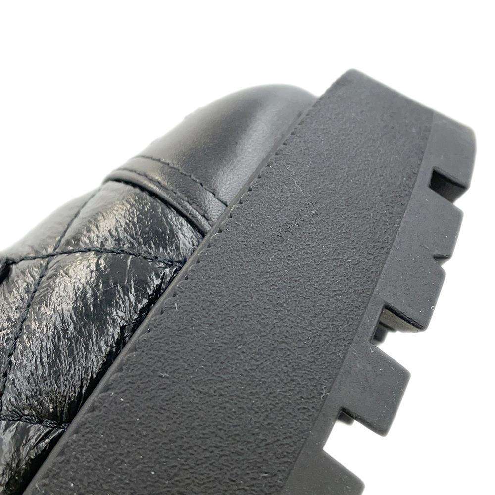 CHANEL Combat Boots Matelasse BlackG45833 Lambskin Size 38C